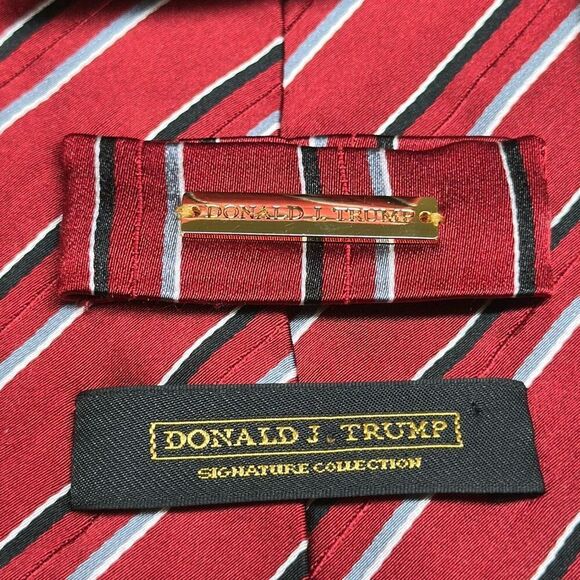 Donald J. Trump Red Striped 100% Silk tie Necktie Signature Collection - Picture 4 of 7